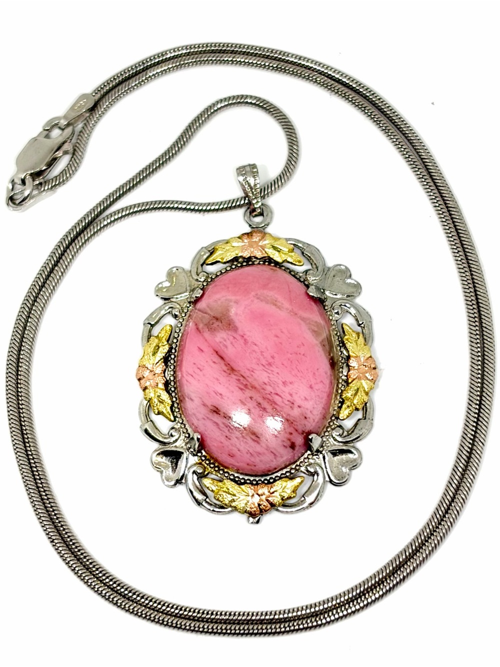 LS Peterson Black Hills 12k Gold Fill Sterling Silver Rhodolite Pendant Necklace